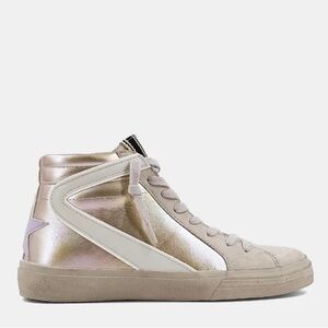ShuShop Metallic and Cream High-Top Sneakers